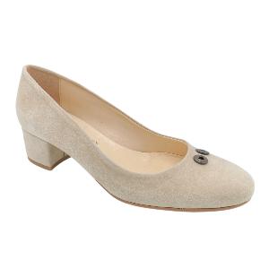 Ballerine Mia nubuck beige à pression